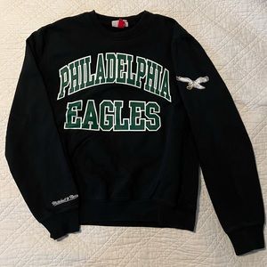 Mitchell & Ness Black Retro Philadelphia Eagles Crewneck